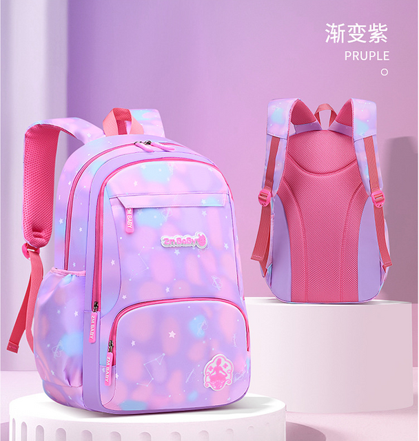 Light Weight Gradient Color Schoolbag Backpack for High School Girls
