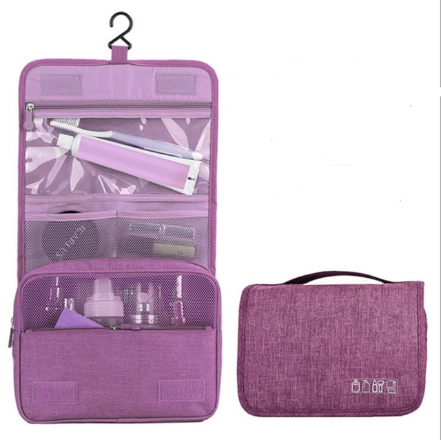 Portable Travel Toiletry Bag Organizer with Hanging Hook for Women