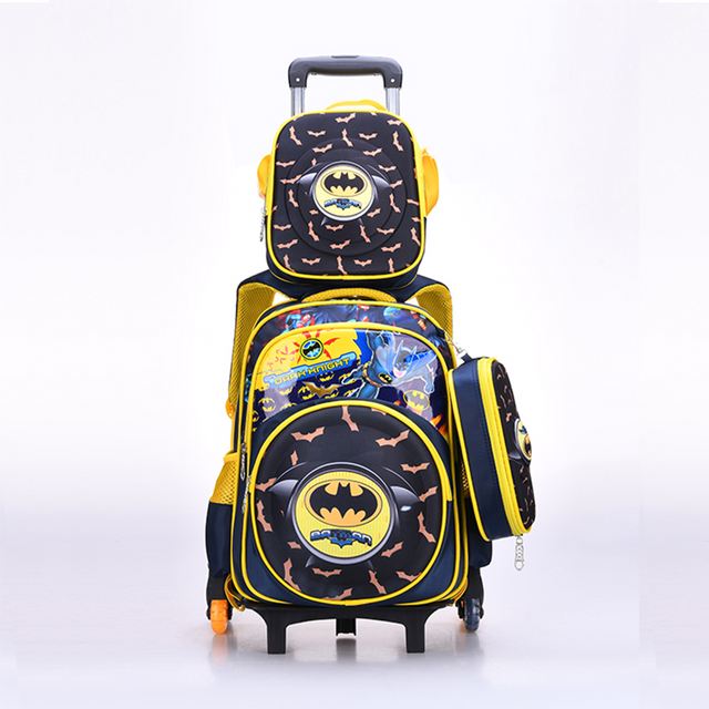 3 in 1 Trolley School Bag Set 3D Trolley Backpack Set for Children