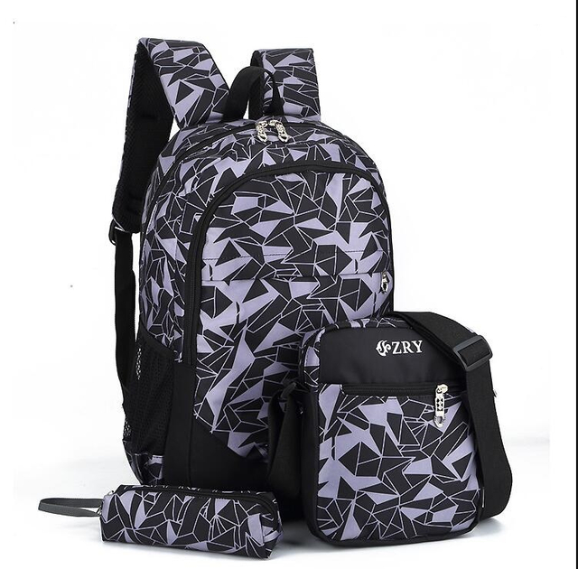 3pcs Fashion Backpack Set with USB Charging Port for College