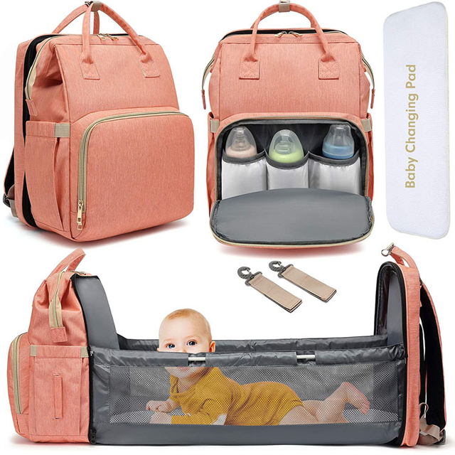 Portable Foldable Baby Crib Diaper Backpack Bag with Changing Station