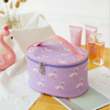 Cylinder PU Cosmetic Case Toiletry Bag Organizer for Girls