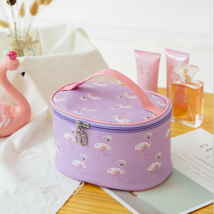 Cylinder PU Cosmetic Case Toiletry Bag Organizer for Girls