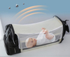 Stylish Multifunctional PU Leather Mommy Bag Diaper Backpack with Baby Crib