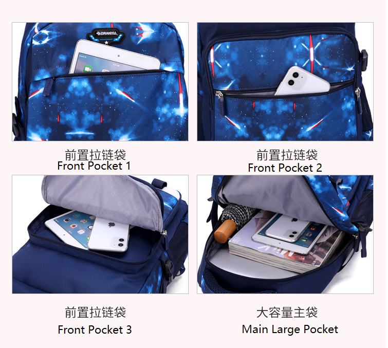 pockets of schoolbag set