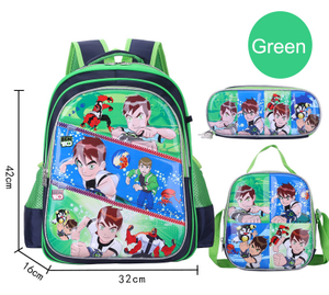 3D Cartoon School Bag Set for Kids 3 in 1 Kids Backpack Set with Lunch bag and Pencil Case