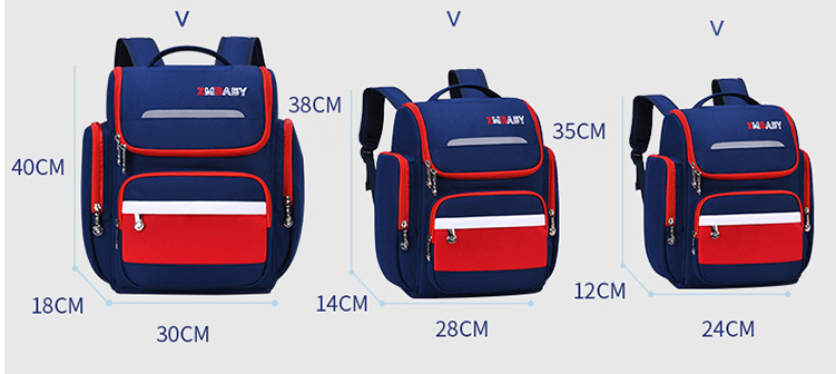 size of school bag