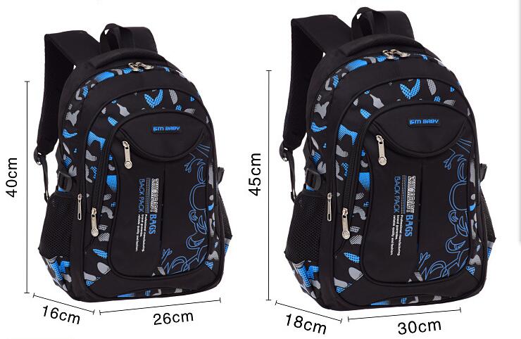size of teens schoolbag