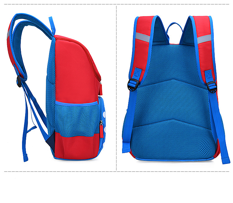 red of student book bag