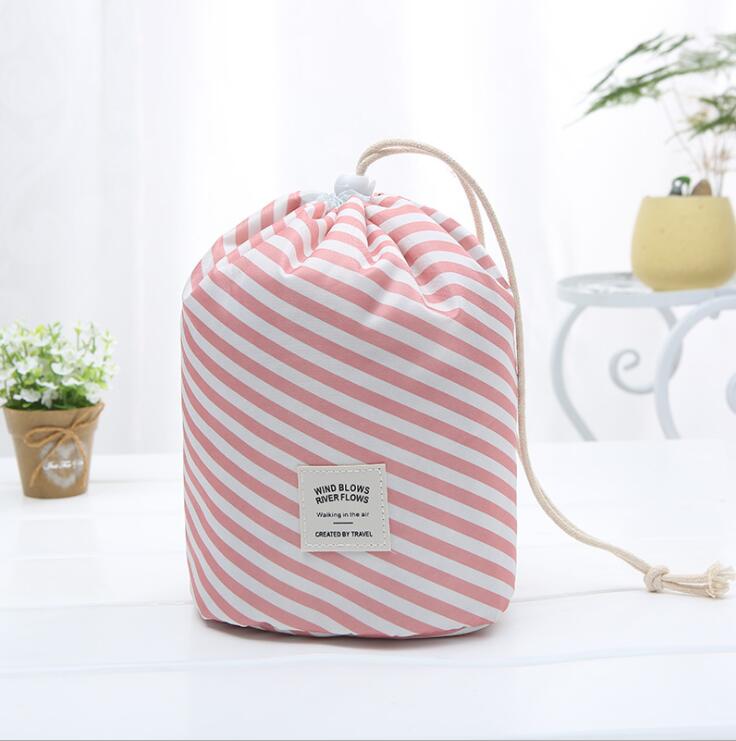 Cylinder Drawstring Travel Toiletry Storage Bag for Women