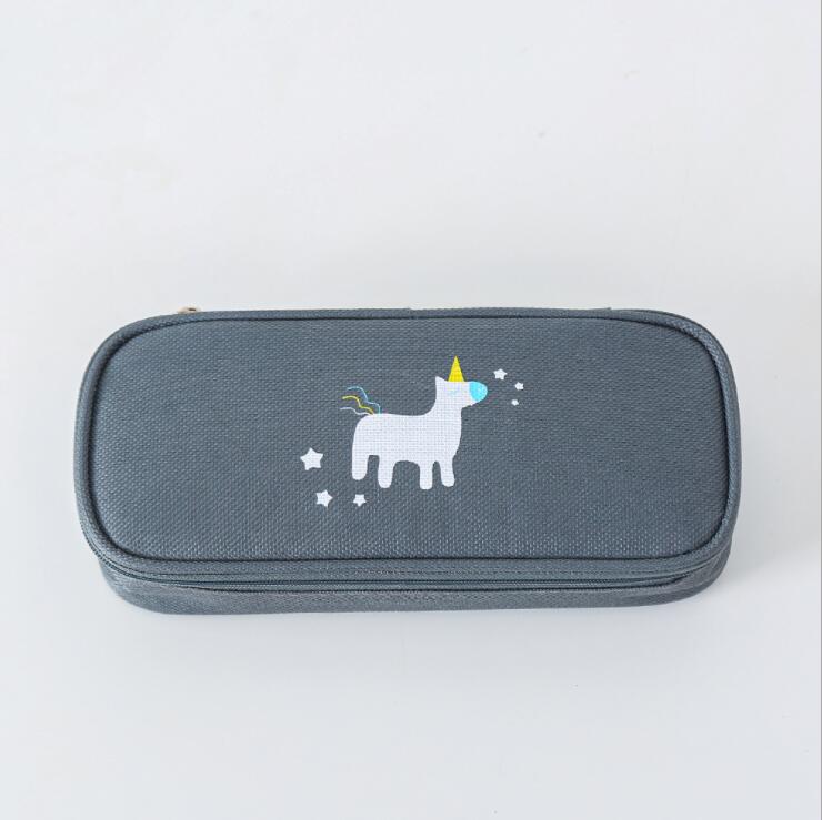 GREY of student stationery pen pencil case for girl