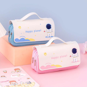 Portable Canvas Student Stationery Organizer Pencil Bag 
