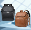 Stylish Multifunctional PU Leather Mommy Bag Diaper Backpack with Baby Crib