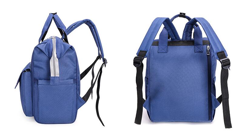 different view of blue mommy baby bag