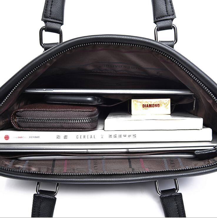 Genuine Leather Man Handbag Business Computer Briefcase Shoulder Bag