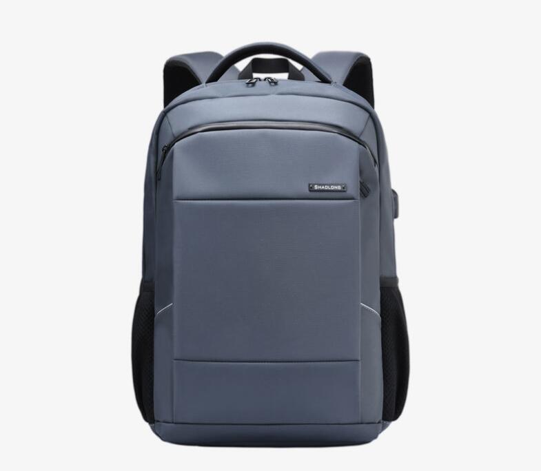grey computer backpack
