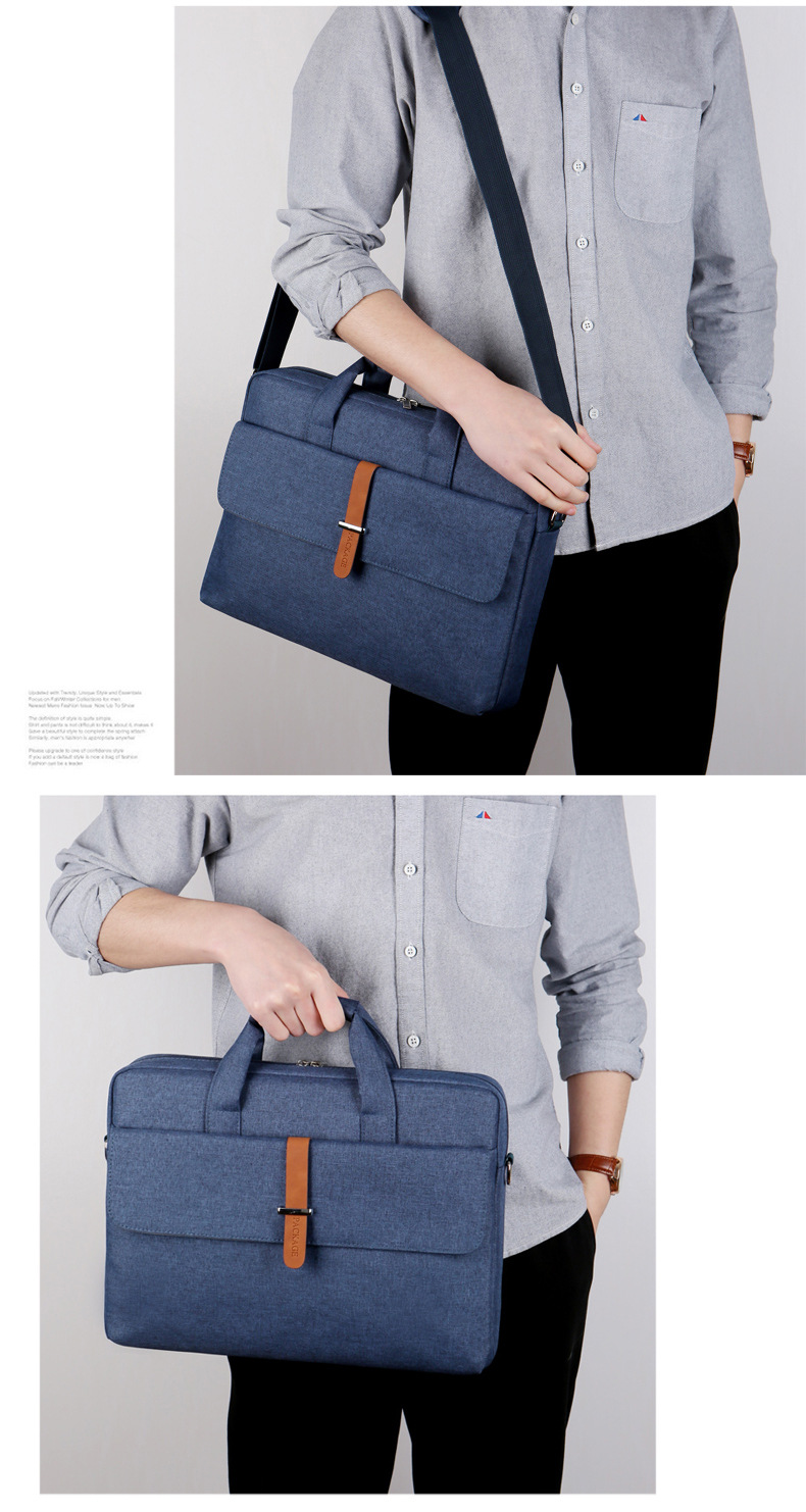 model show of blue computer shoulder bag