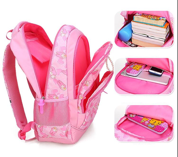 inside of girls backpack