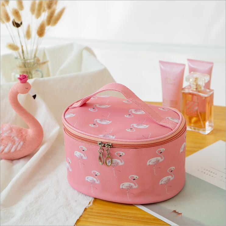 Cylinder PU Cosmetic Case Toiletry Bag Organizer for Girls