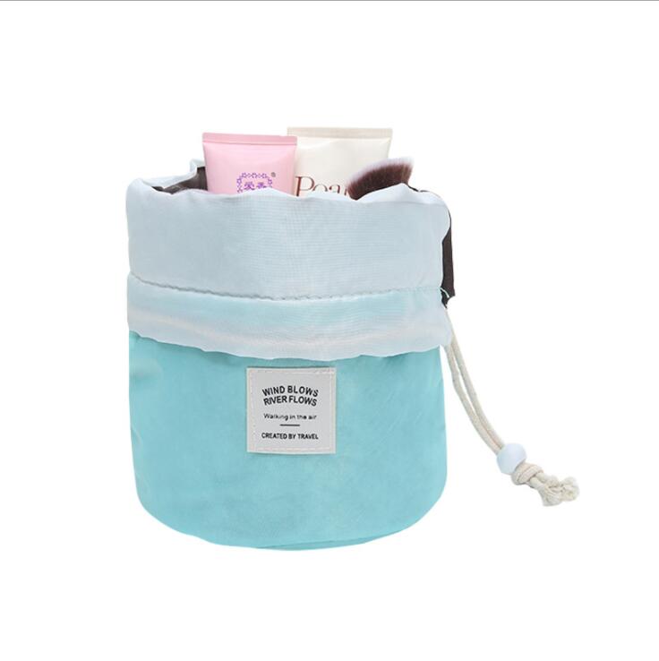 Cylinder Drawstring Travel Toiletry Storage Bag for Women