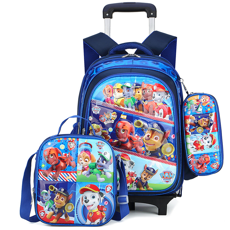 3 in 1 3D Trolley school backpack bag set for boys blue color2