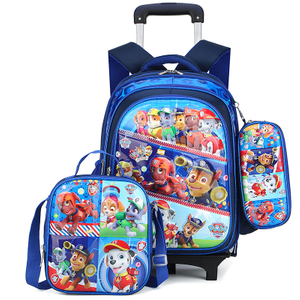 3D Cartoon Rolling School Backpack Set for Primary School 