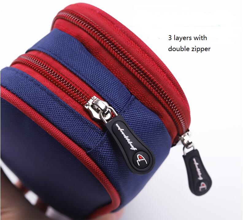 Fashion polyester pencil bag with double zipper