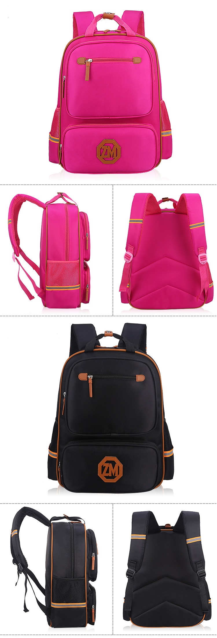 rosy color of Kids Rolling School Backpack Bag for Primary school