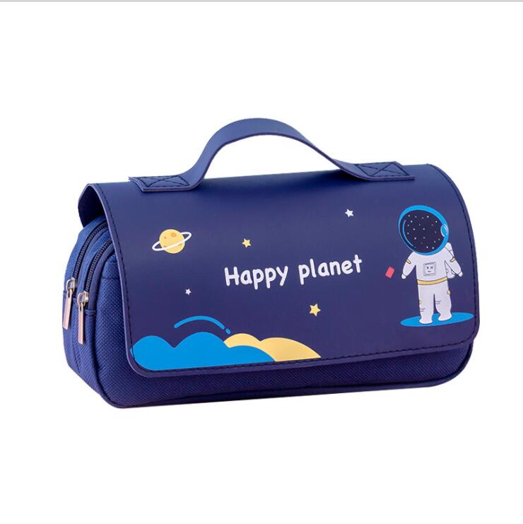 blue color of pencil bag for student girls and boys