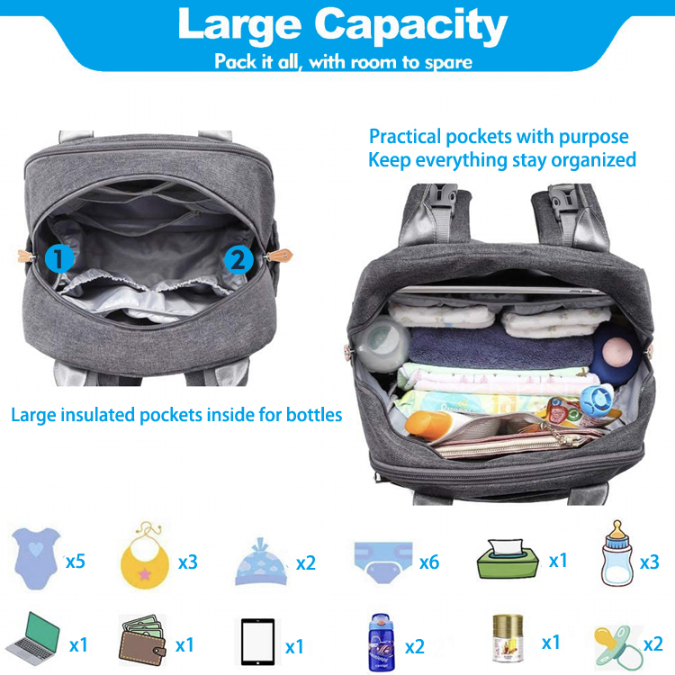 large capacity diaper backpack