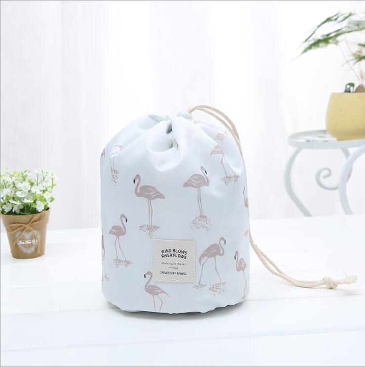 Cylinder Drawstring Travel Toiletry Storage Bag for Women