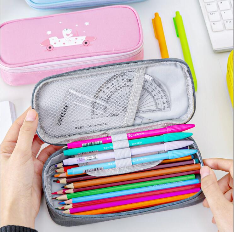 opening of student stationery pen pencil case