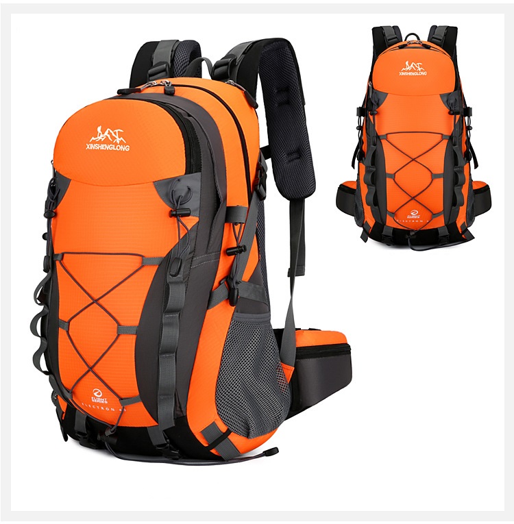 orange color of outdoor travelling climbing backpack bag