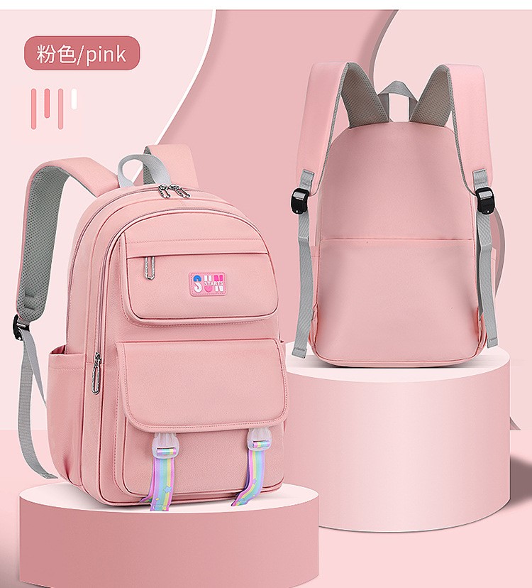 pink color of Leisure Backpack for Girls Schoolbag for Middle School