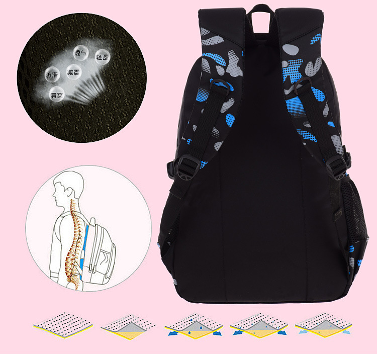 Back view of Blue Teens School Backpack