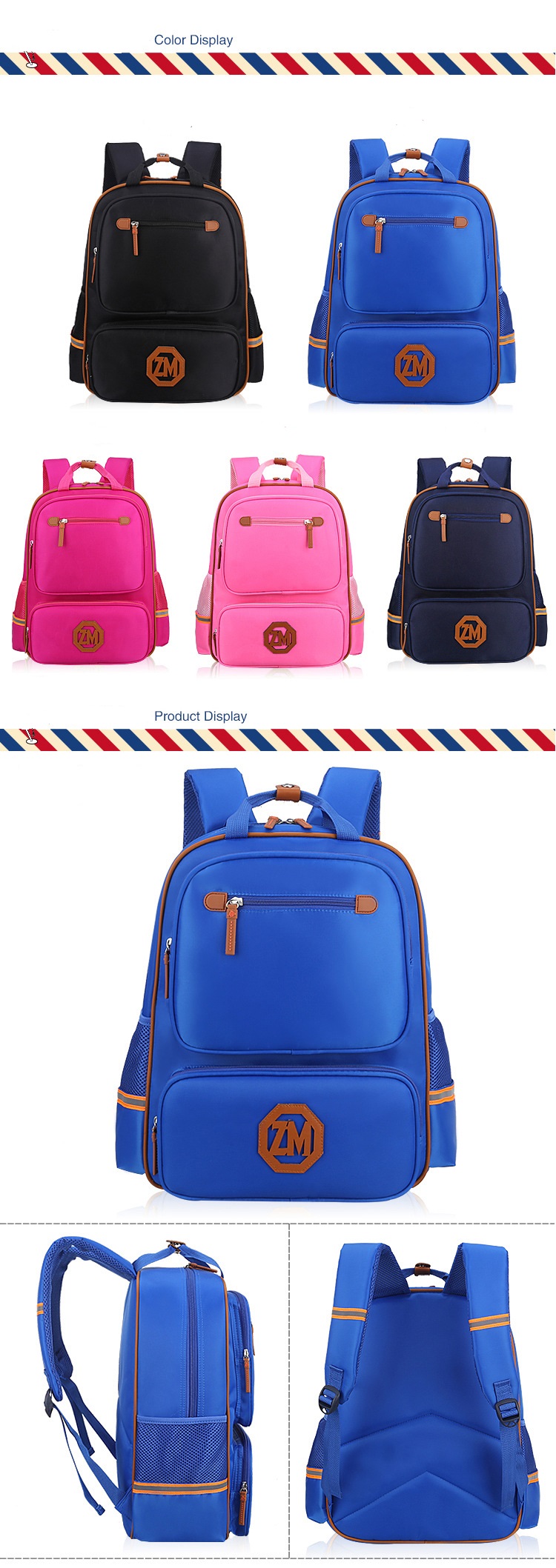 colors of Children school bag Student Book Bag for School