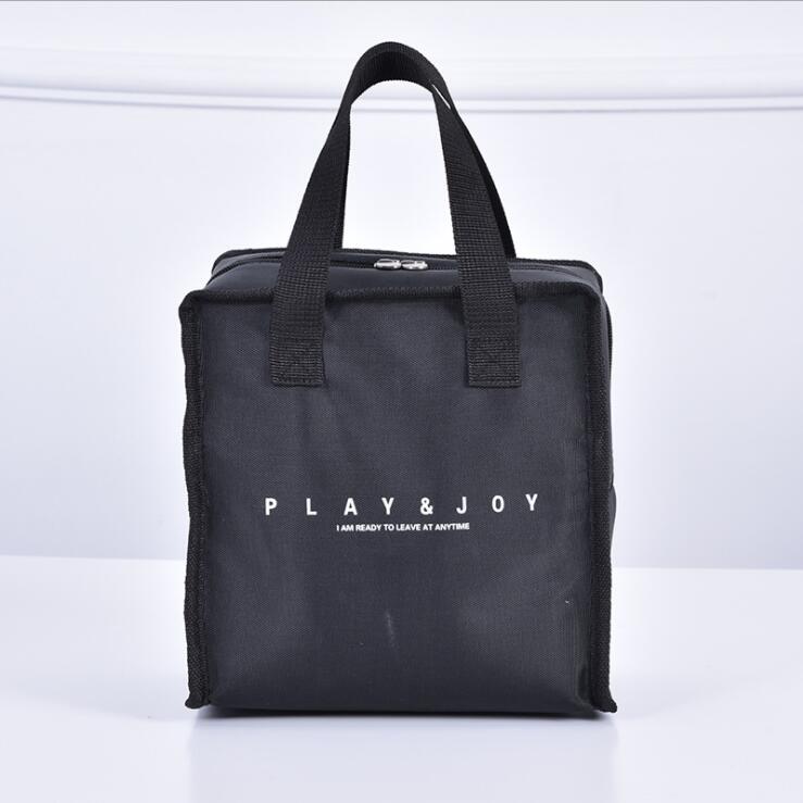 promotional black portable polyester thermal insulated lunch bag