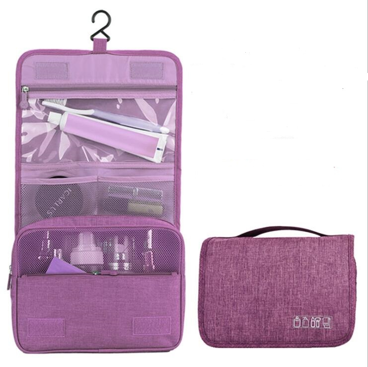 Portable Travel Cosmetic Bag Organizer with Hanging Hook for Women