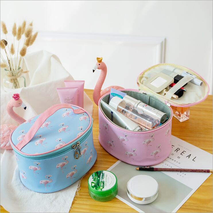 Cylinder PU Cosmetic Case Toiletry Bag Organizer for Girls