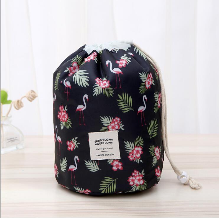 Cylinder Drawstring Travel Toiletry Storage Bag for Women