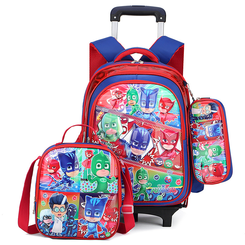3pcs 3D Trolley school backpack bag set for boys