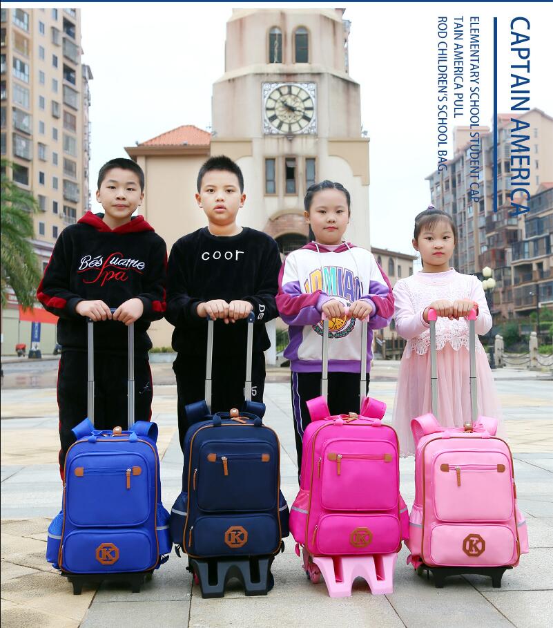 model show of Rolling School Backpack Bag for Primary school