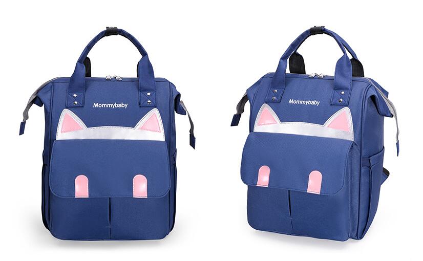 different view of blue mommy bag