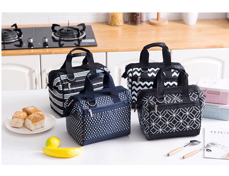 Nylon Portable Thermal Cooler Bag Insulation Lunch Bag for Women