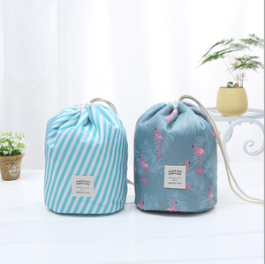 Cylinder Drawstring Travel Toiletry Storage Bag for Women