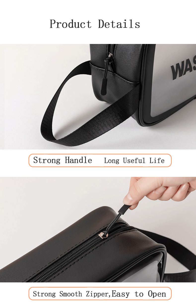 handle of PVC women cosmetic bag
