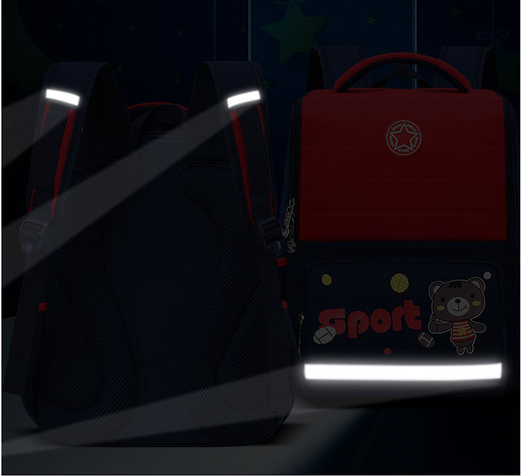 lightweight school backpack for children with reflective strip