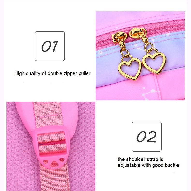 double zipper of Graduate Color of school backpack bag for girls