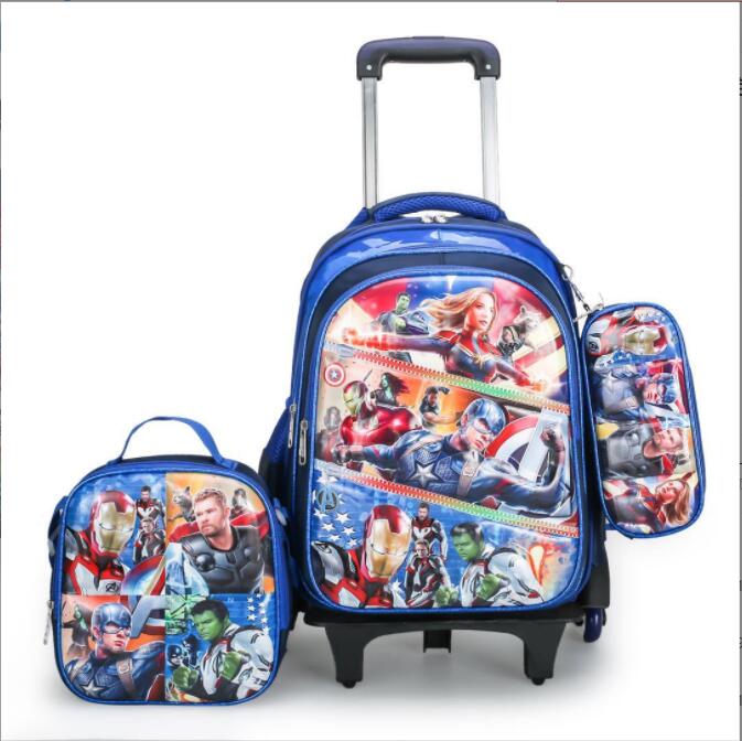 3 in 1 3D Trolley school backpack bag set for boys