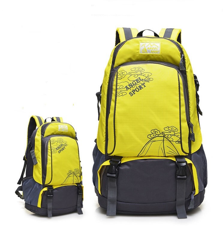 yellow color of lightweight outdoor sport travelling backpack bag